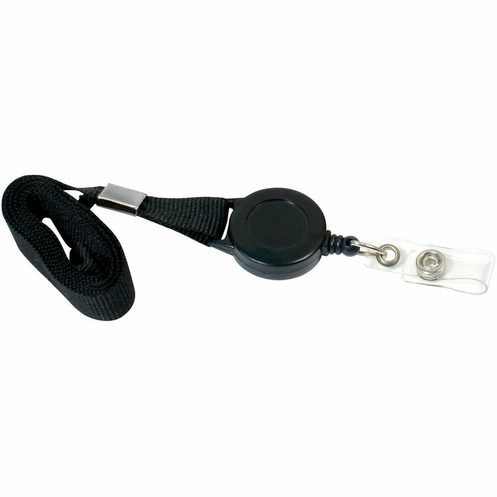 SICURIX Lanyard Card Reel - 36" Length - Black - 12 / Pack