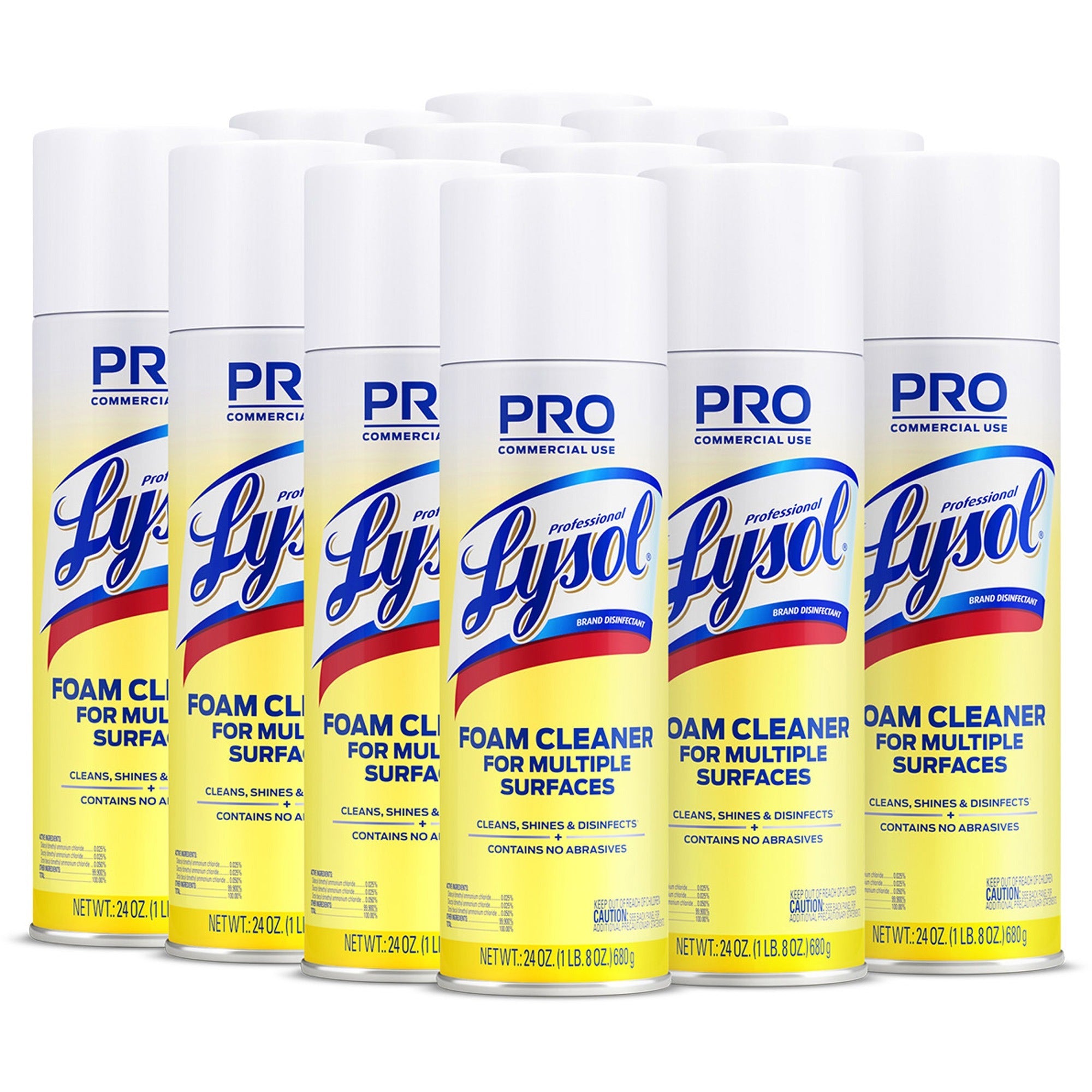 Professional Lysol Disinfectant Foam Cleaner - For Multi Surface - 24 oz (1.50 lb) - Fresh Clean Scent - Recommended For: Odor Remover - Pleasant Scent, Disinfectant, CFC-free - 12 / Carton