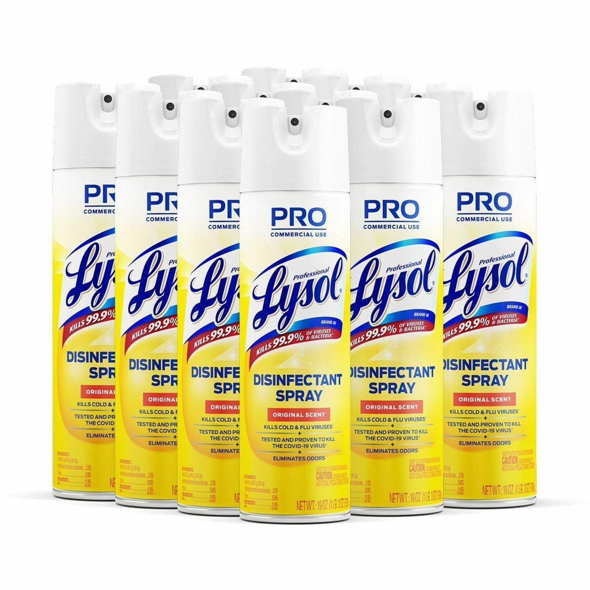 Professional Lysol Original Disinfectant Spray - For Multi Surface - 19 fl oz (0.6 quart) - Original Scent - Recommended For: Germs Remover - Pleasant Scent, Disinfectant, CFC-free - Clear - 12 / Carton