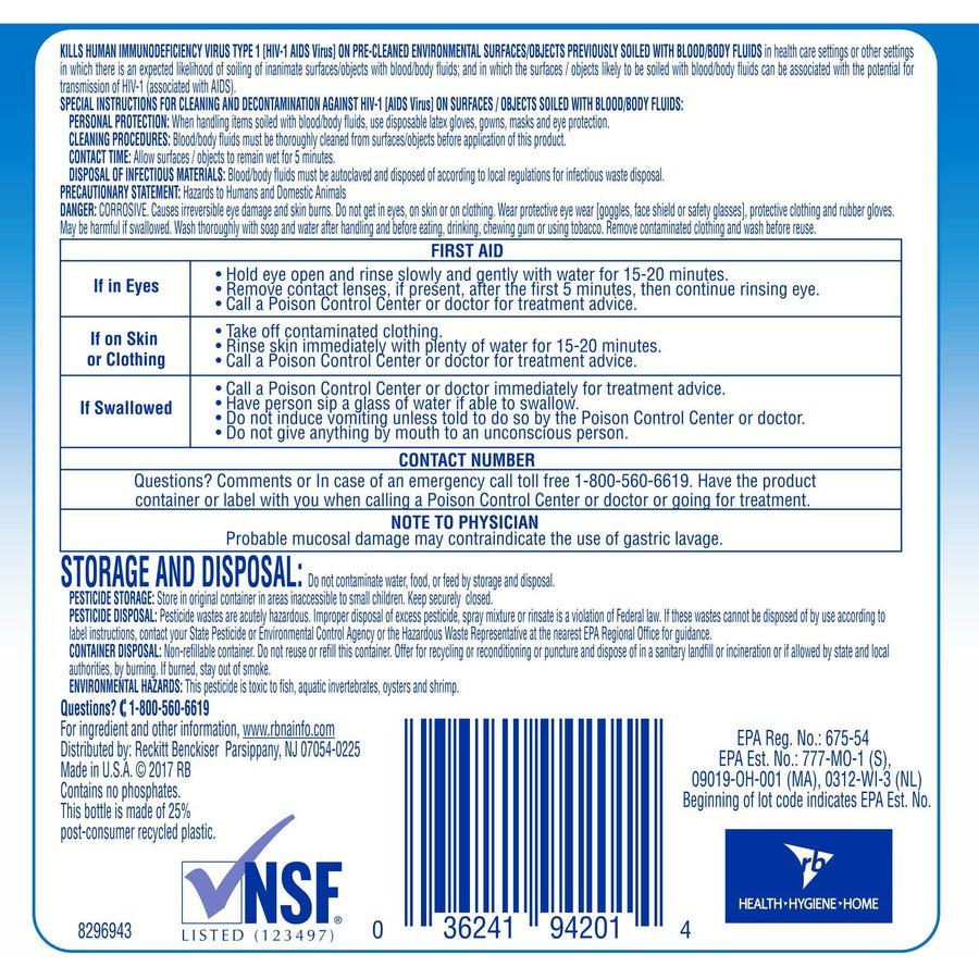 Professional Lysol Heavy-Duty Disinfectant Bathroom Cleaner - Concentrate - 128 fl oz (4 quart) - Citrus Floral Scent - Non-abrasive - 4 / Carton