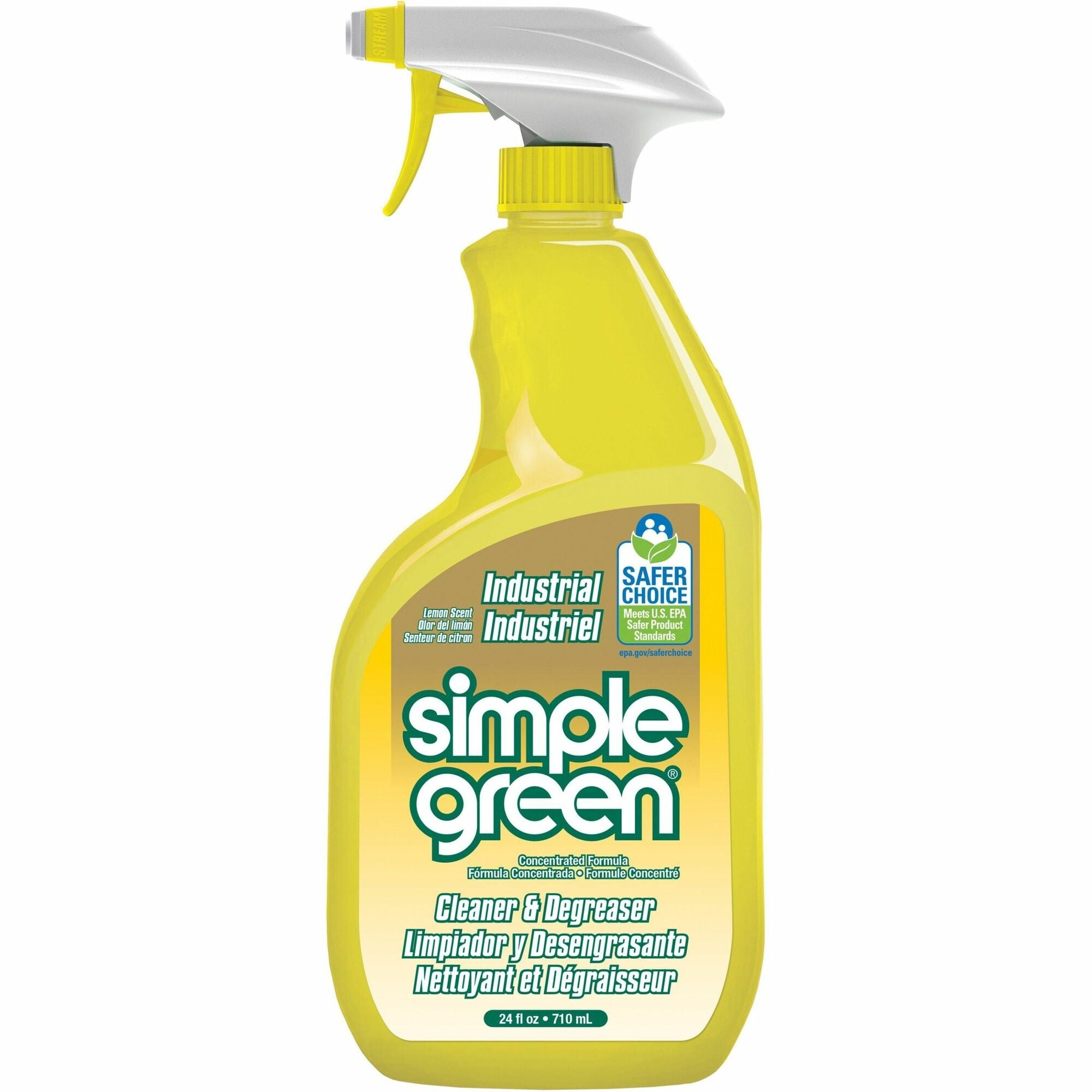 Simple Green Industrial Cleaner/Degreaser - For Washable Surface - Concentrate - 24 fl oz (0.8 quart) - Lemon Scent - Recommended For: Coffee Remover, Lipstick Remover, Ink Remover, Grease Remover - Non-toxic - Lemon - 1 Each