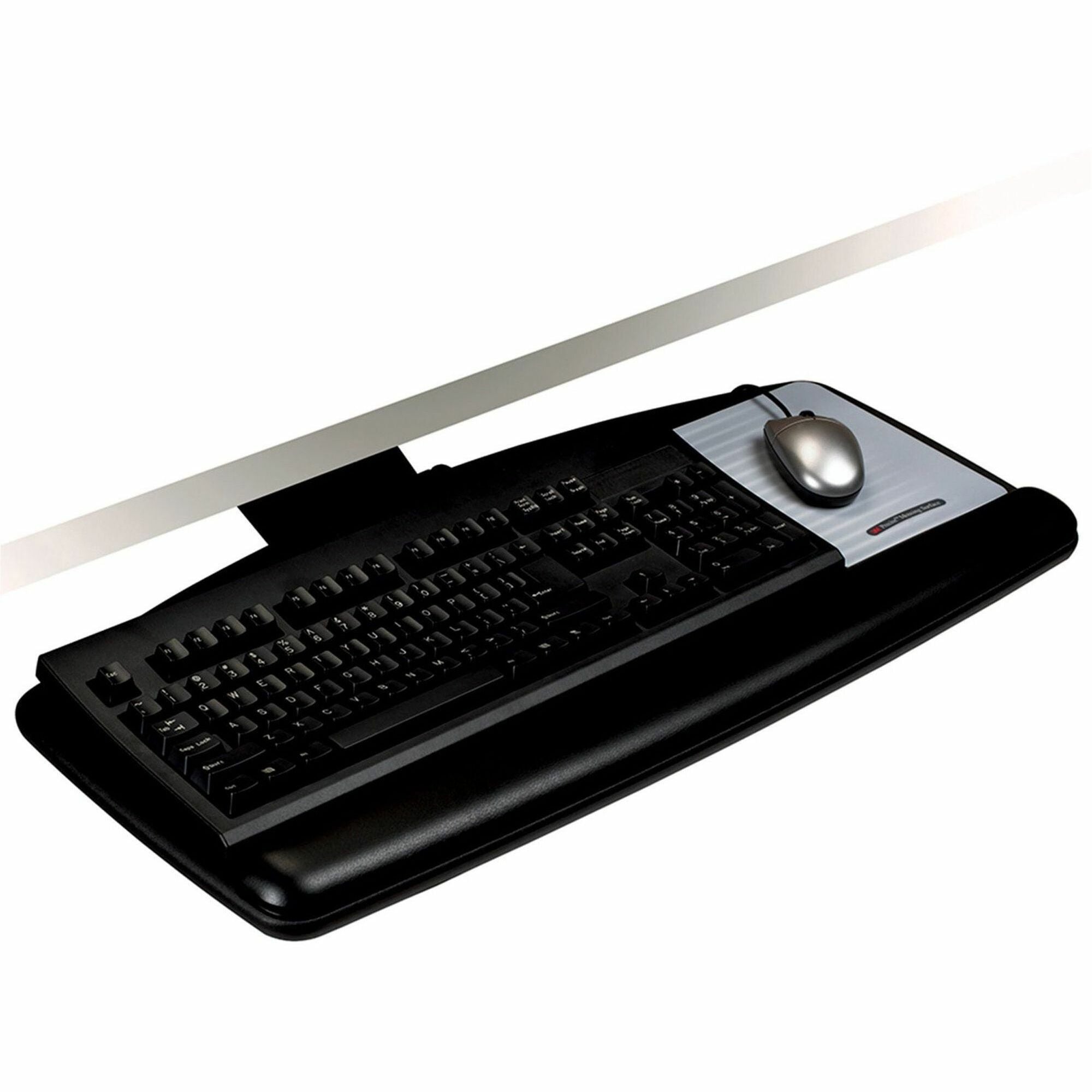 3M Easy Adjust Keyboard Tray with Standard Keyboard and Mouse Platform - 23" Height x 25.5" Width x 12" Depth - Black - 1 Each