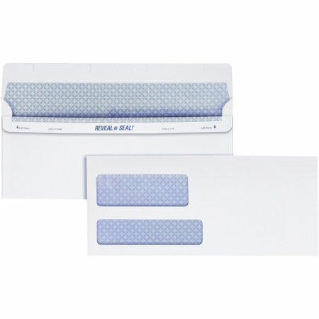 Quality Park No. 9 Double Window Envelopes with Tamper-Evident Seal - Double Window - #9 - 3 7/8" Width x 8 7/8" Length - 24 lb - Self-sealing - White - 500 / Box