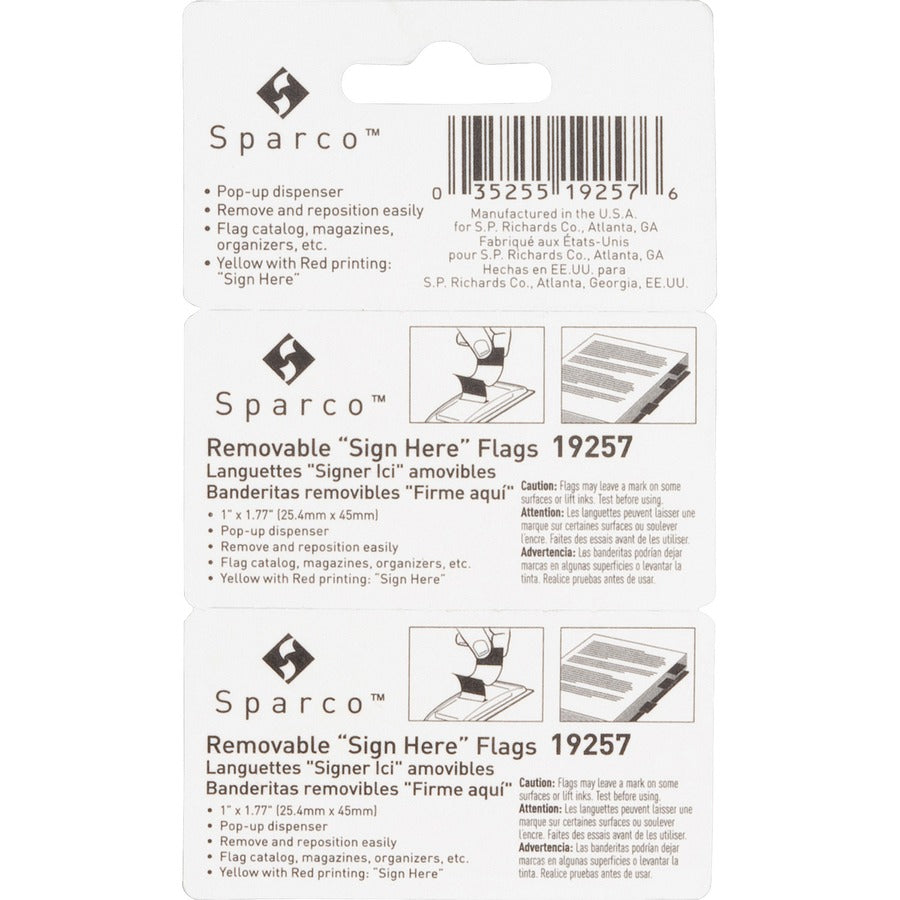 Sparco Pop-up Sign Here Flags in Dispenser - Rear