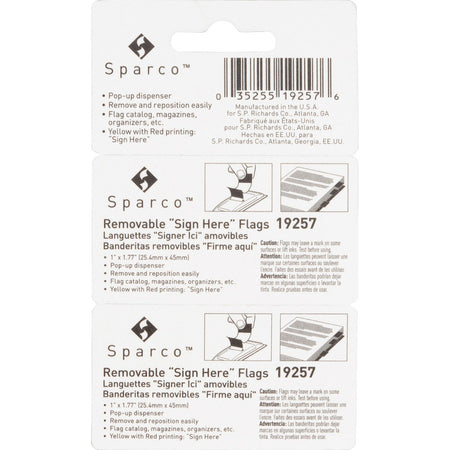 Sparco Pop-up Sign Here Flags in Dispenser - Rear