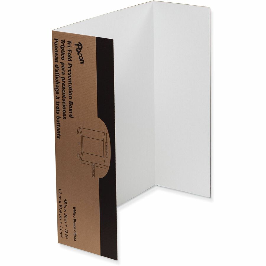 Pacon Presentation Boards - 36" Board Height x 48" Board Width - White Surface - Tri-fold, Heavy Duty - 18 / Carton