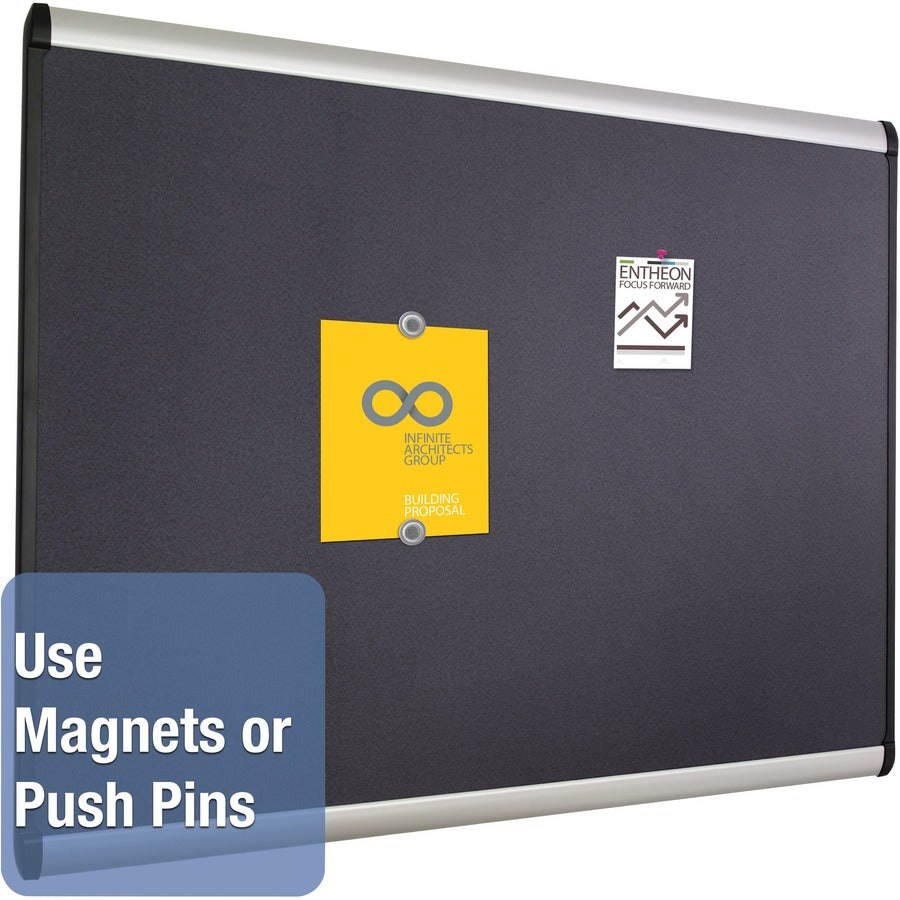 Quartet Prestige Plus Magnetic Bulletin Board - 24" Board Height x 36" Board Width - Gray Fabric Surface - Magnetic, Self-healing, Durable - Silver Aluminum Frame - 1 Each