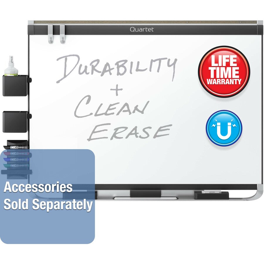 Quartet Prestige Plus Magnetic Bulletin Board - 48" Board Height x 72" Board Width - Gray Fabric Surface - Magnetic, Self-healing, Durable - Silver Aluminum Frame - 1 Each