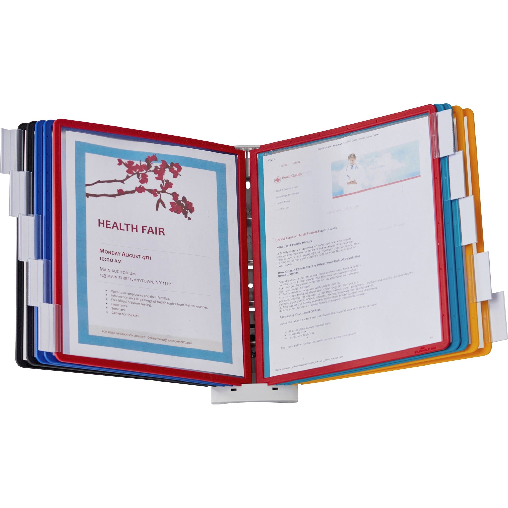 DURABLE Sherpa 10-Panel Wall Reference System - 10 Panels - Support Letter 8.50" x 11" Media - Expandable - Assorted - 1 Each