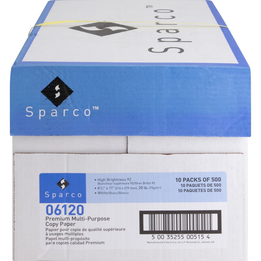 PALLET Sparco Copy Paper - 92 Brightness - Letter - 8 1/2" x 11" - 20 lb Basis Weight - White - 500 Sheets per Ream - 400 / Pallet