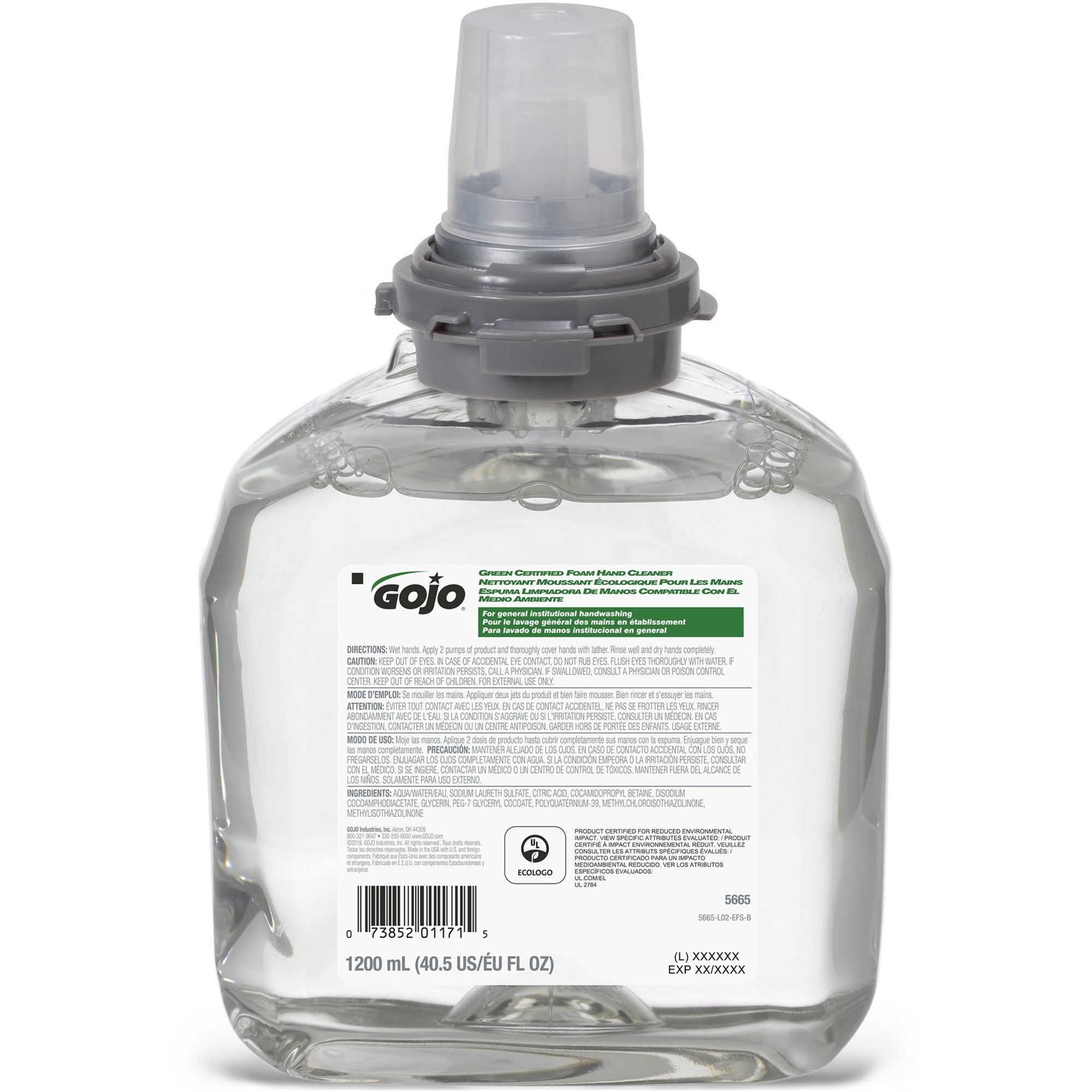 Gojo® TFX Dispenser Green Certified Foam Hand Cleaner - 1.27 quart - Hand - Green - Bio-based - 1 Each