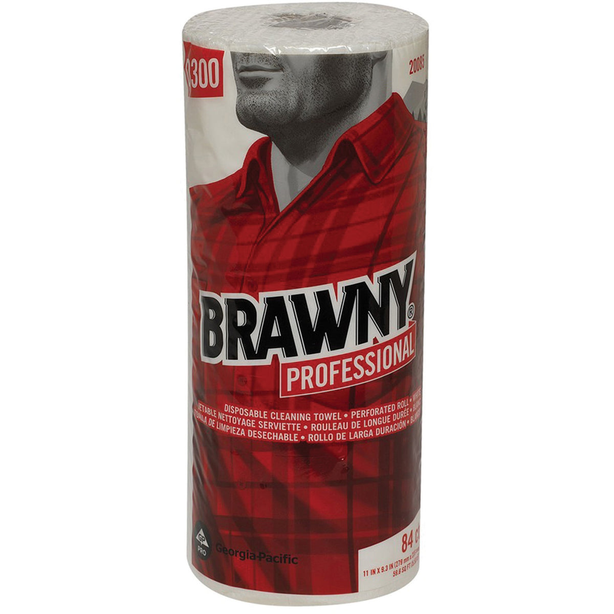 Brawny® Professional D300 Disposable Cleaning Towels - 11" Width x 9.30" Length - 84 Sheets/Roll - White - Paper - 20 / Carton