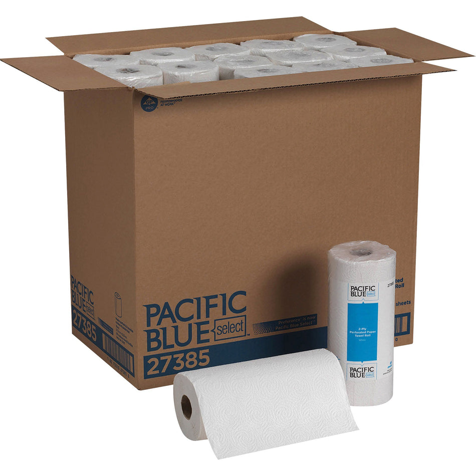 Pacific Blue Select Perforated Paper Towel Roll - 2 Ply - 8.80" Width x 11" Length - 85 Sheets/Roll - White - Paper - 30 / Carton
