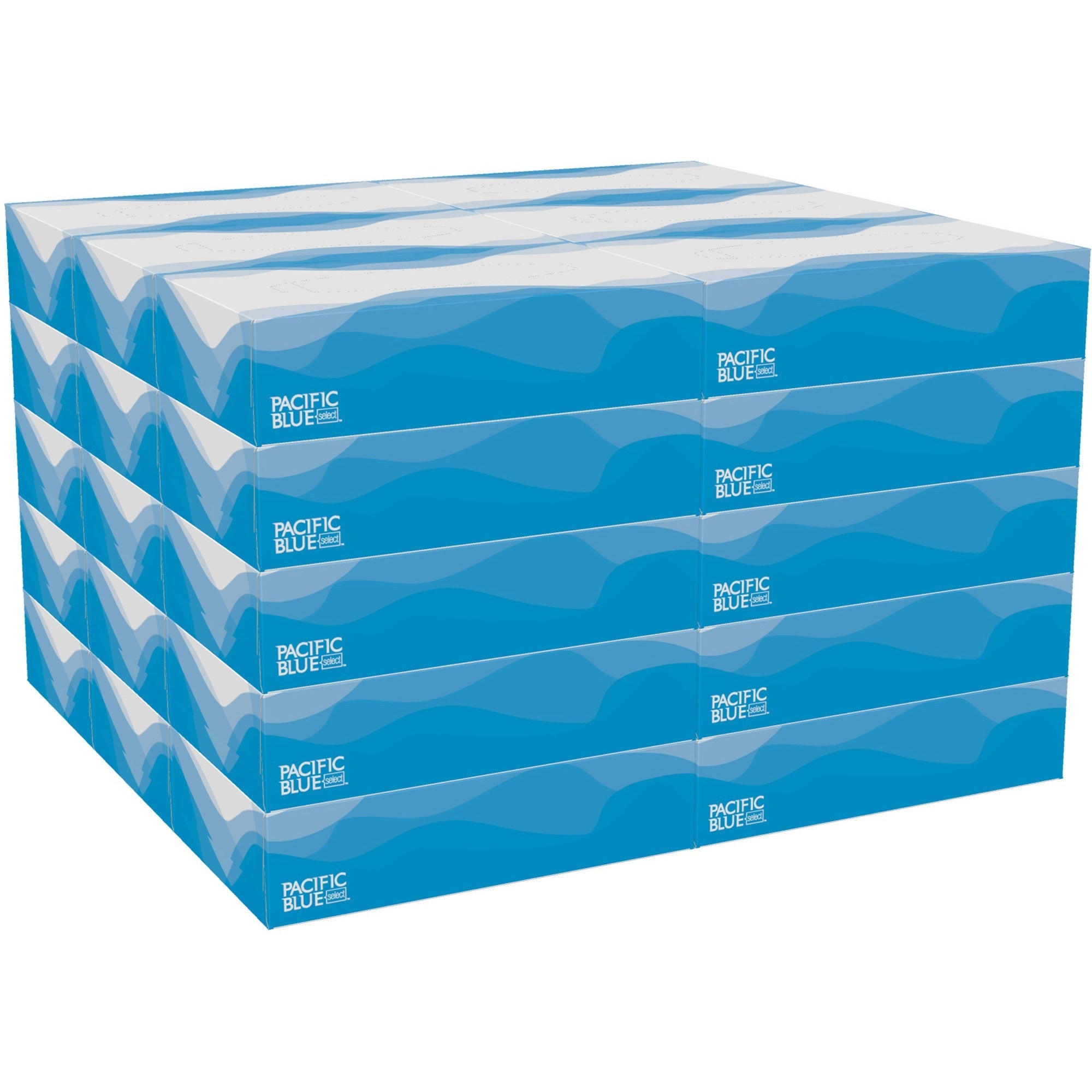 Pacific Blue Select Facial Tissue by GP Pro - Flat Box - 2 Ply - 8.33" Width x 8" Length - White - Paper - 100/Box - 30 / Carton