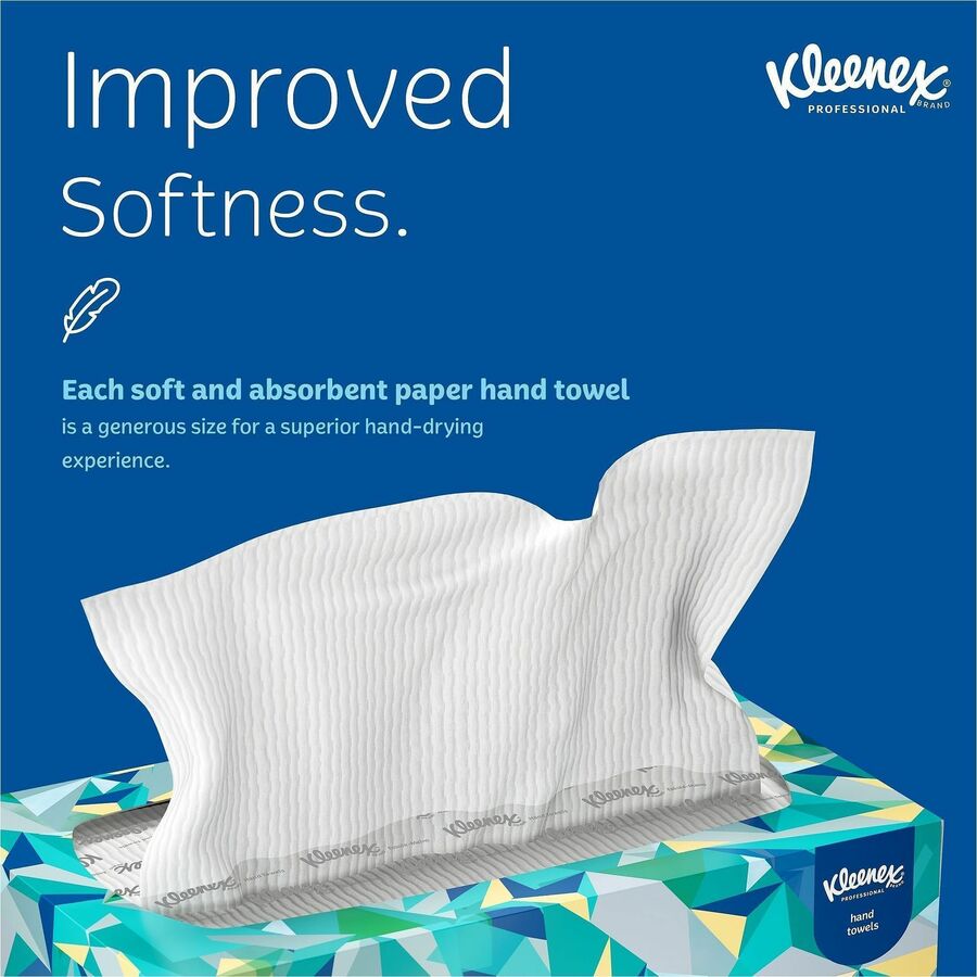 Kleenex® Hand Towels with Premium Absorbency Pockets in a Pop-Up Box - 9" Width x 10.25" Length - White - Fiber - 120 / Box