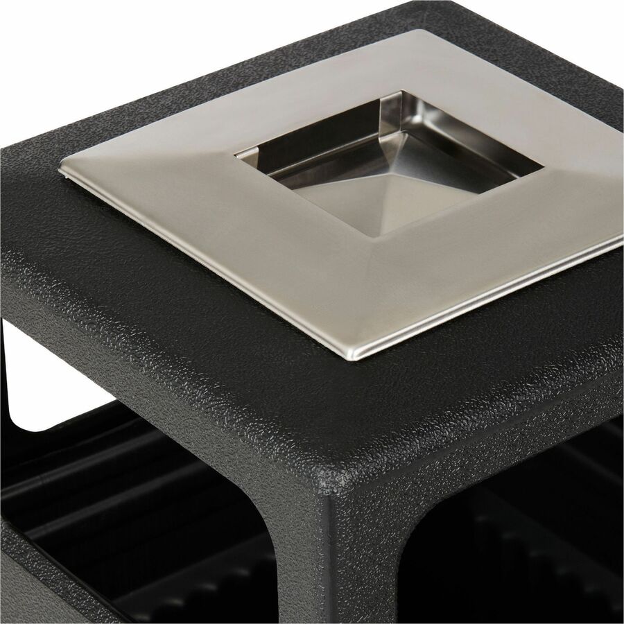 Safco Recessed Panels Waste Receptacle - 15 gal Capacity - 32.8" Height x 13.8" Width x 13.8" Depth - Polyethylene - Black - 1 Each