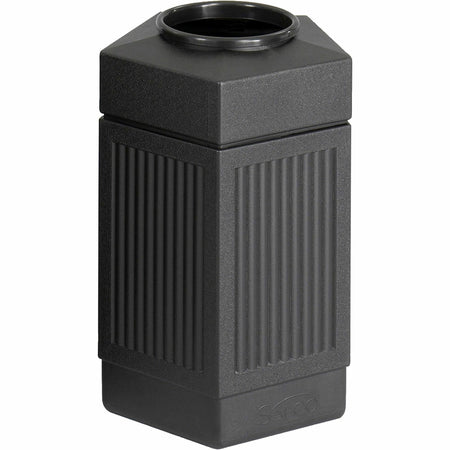 Safco Indoor/Outdoor Pentagon Shape Receptacle - 30 gal Capacity - 28.8" Height x 18" Width x 18.5" Depth - Polyethylene - Black - 1 Each