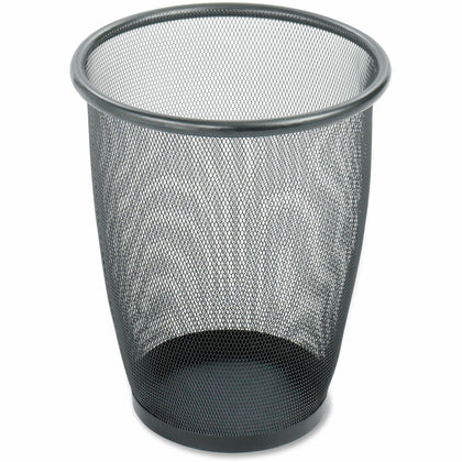 Safco Round Mesh Wastebasket - 5 gal Capacity - Steel - Black - Waste Containers & Lids