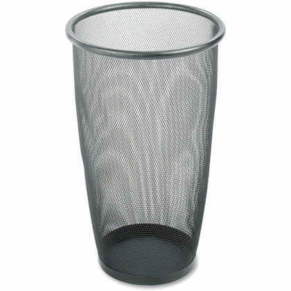 Safco Round Mesh Wastebasket - 9 gal Capacity - Steel - Black - Waste Containers & Lids