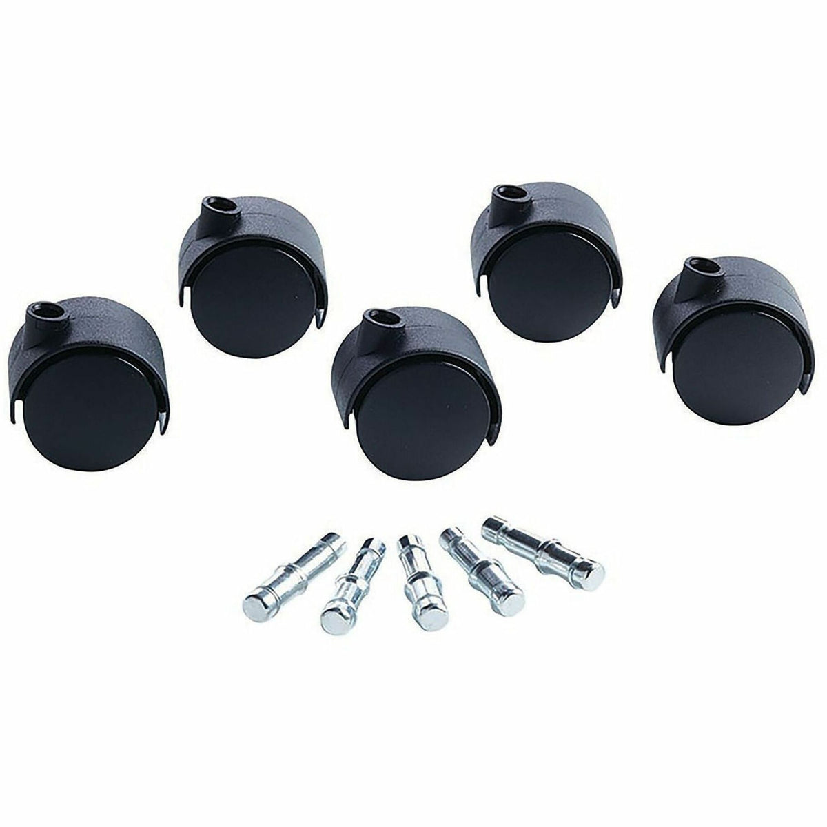 Master Caster Deluxe 2" Hooded Duet Carpet 5 Caster Set - 2" Diameter - 110 lb Load Capacity - Polyurethane - Matte Black - 5 / Set