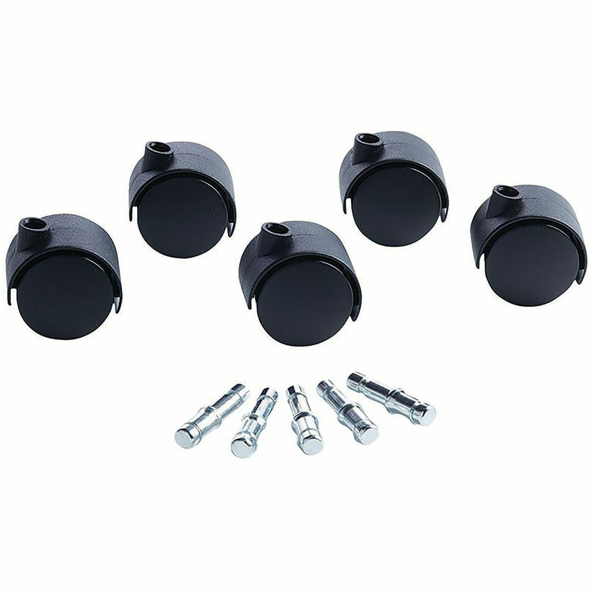 Master Caster Deluxe 2" Hooded Duet Carpet 5 Caster Set - 2" Diameter - 110 lb Load Capacity - Polyurethane - Matte Black - 5 / Set