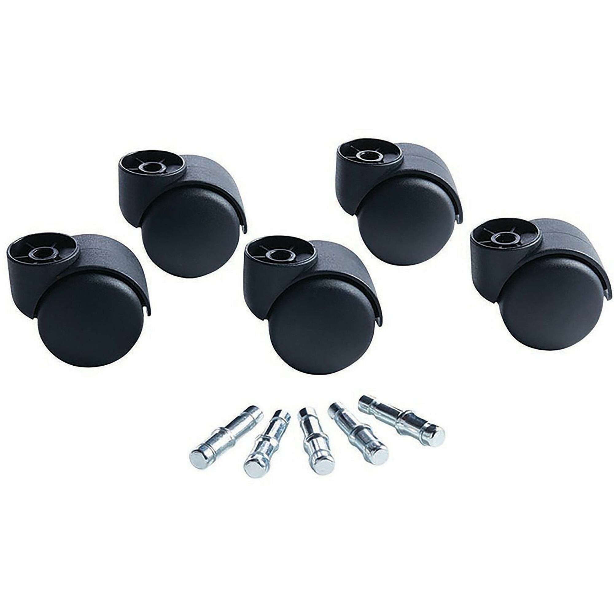 Master Caster Deluxe Futura Hooded Chair Mat Casters - 2.18" Diameter - 120 lb Load Capacity - Polyurethane - Matte Black - 5 / Set