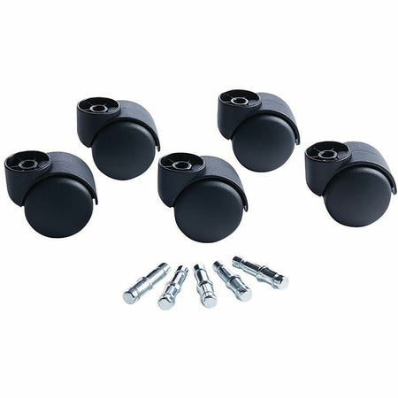 Master Caster Deluxe Futura Hooded Chair Mat Casters - 2.18" Diameter - 120 lb Load Capacity - Polyurethane - Matte Black - 5 / Set