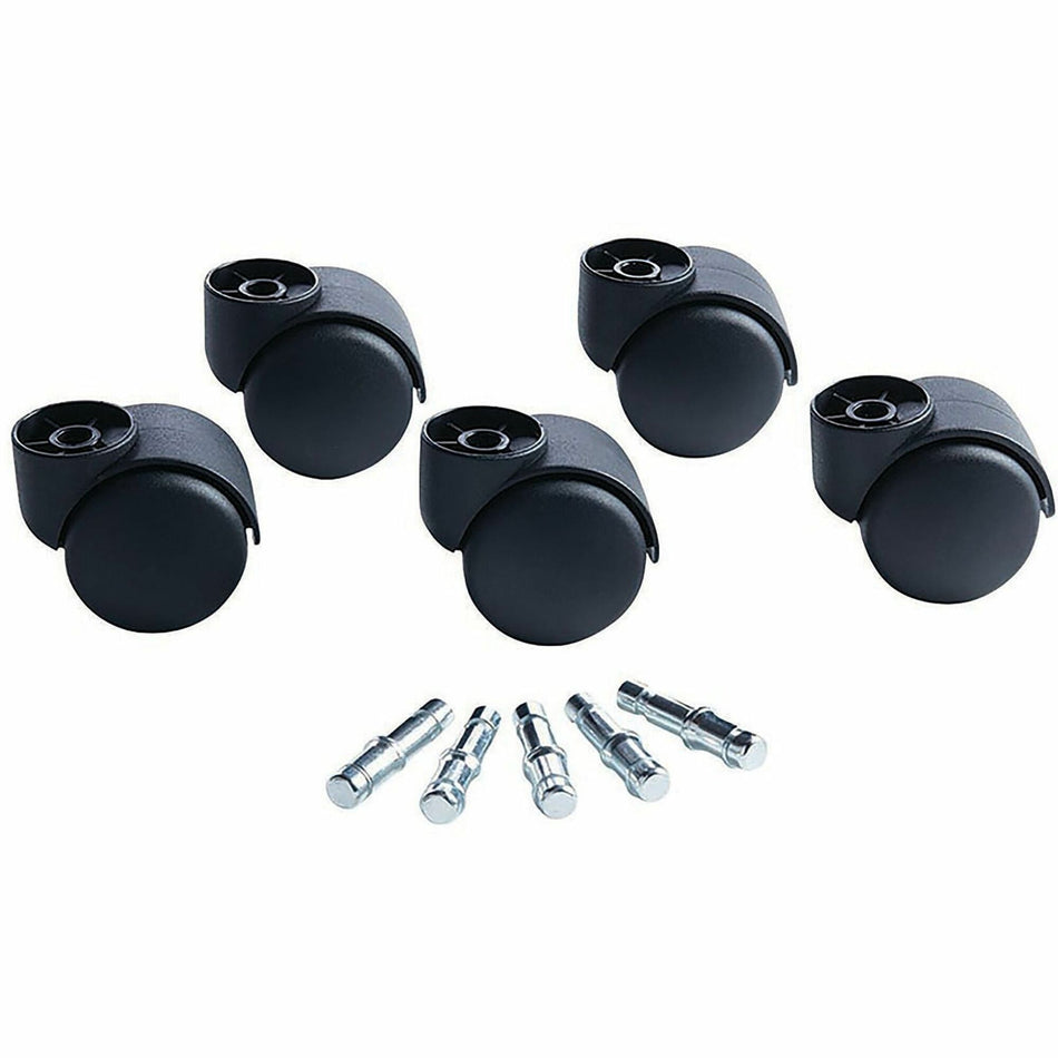 Master Caster Deluxe Futura Hooded Chair Mat Casters - 2.18" Diameter - 120 lb Load Capacity - Polyurethane - Matte Black - 5 / Set