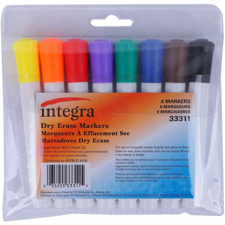 Integra Chisel Point Dry-erase Markers - Chisel Marker Point - Assorted Ink - 8 / Set