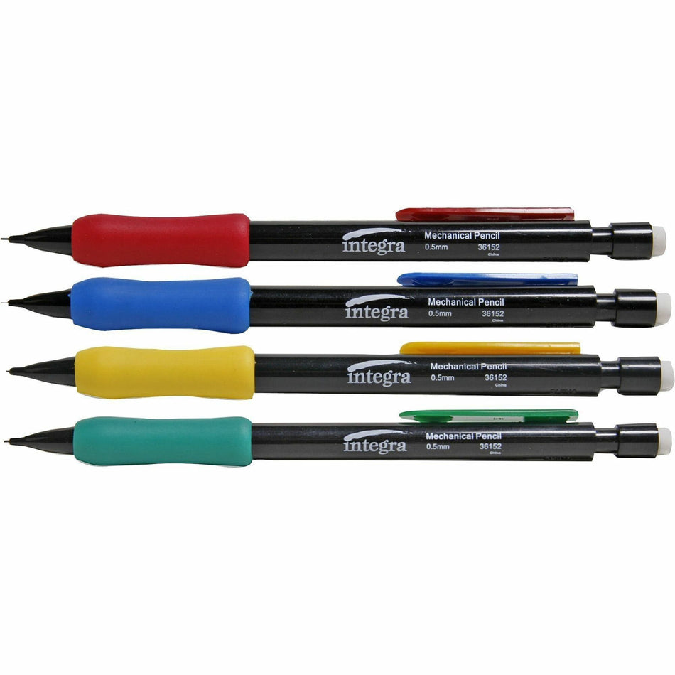 Integra Grip Mechanical Pencils - 0.5 mm Lead - Refillable - Assorted Barrel - 1 Dozen