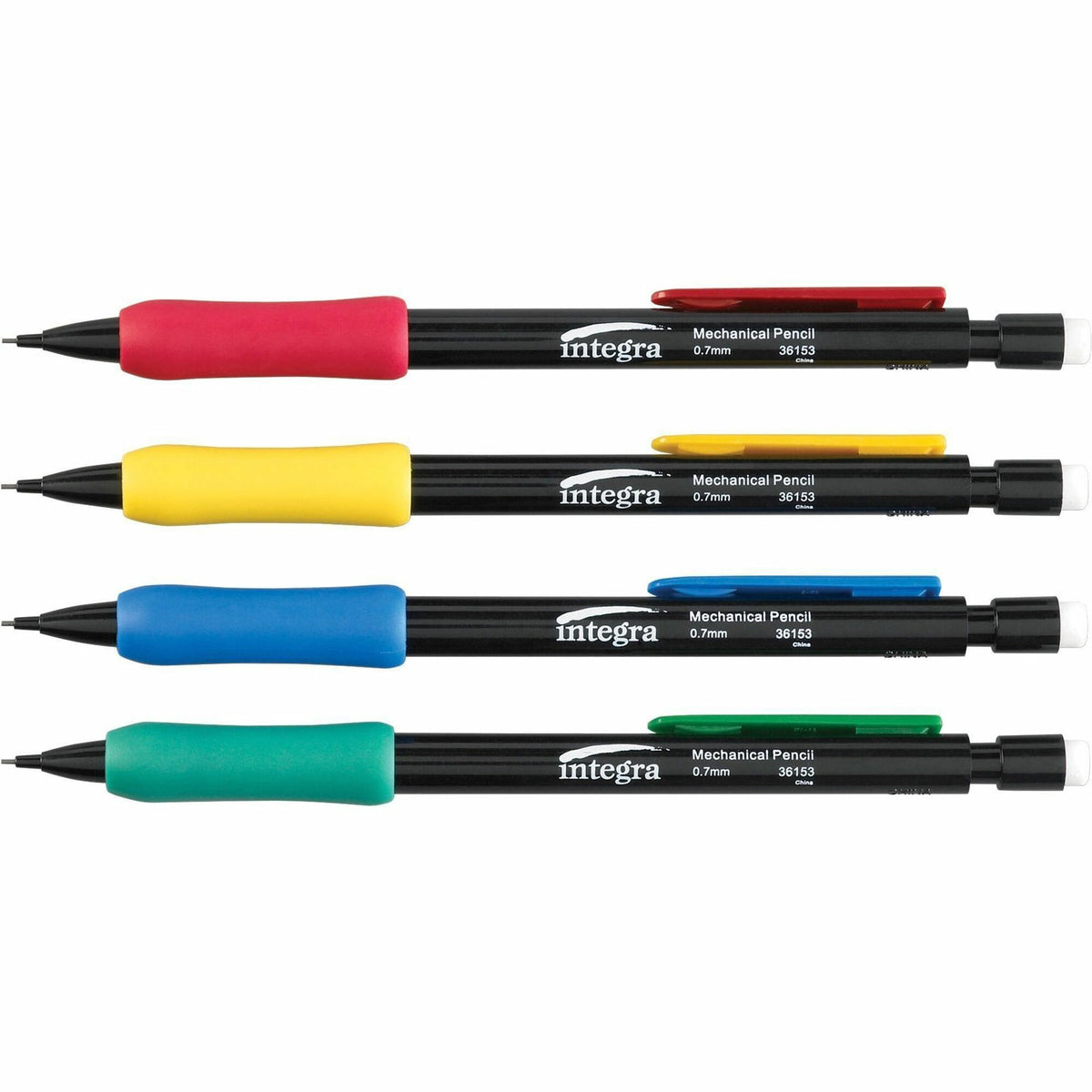Integra Grip Mechanical Pencils - 0.7 mm Black Lead - Refillable - Assorted Barrel - 1 Dozen
