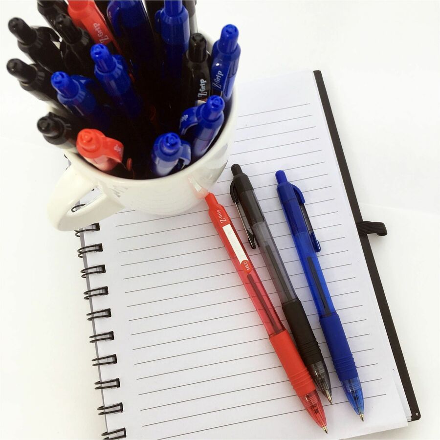 Zebra Z-Grip Retractable Ballpoint Pens - 1 mm Medium Pen Point - Retractable - Red Ink - Clear, Red Barrel - 1 Each