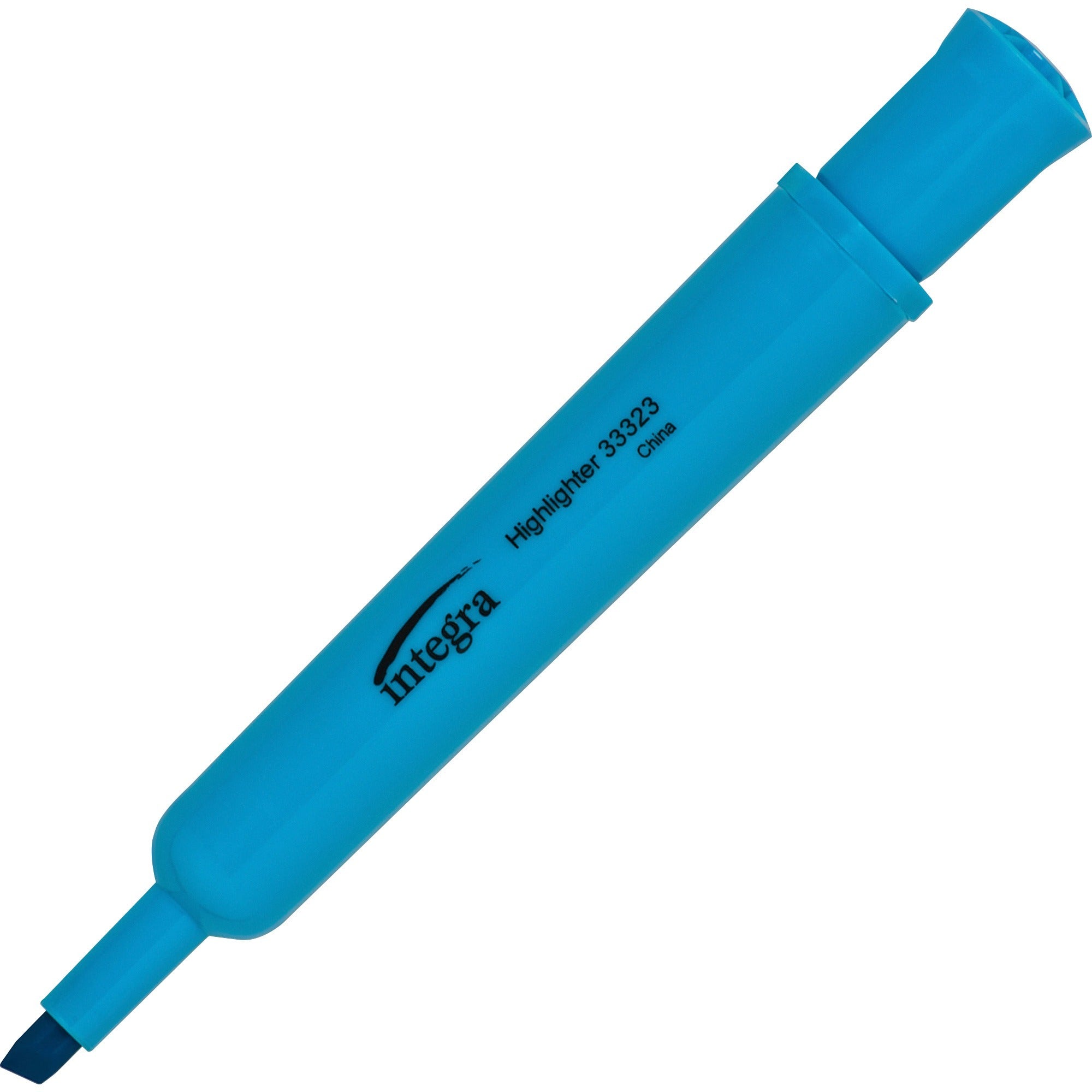 Integra Chisel Desk Liquid Highlighters - Chisel Marker Point - Fluorescent Blue Ink - 1 Dozen