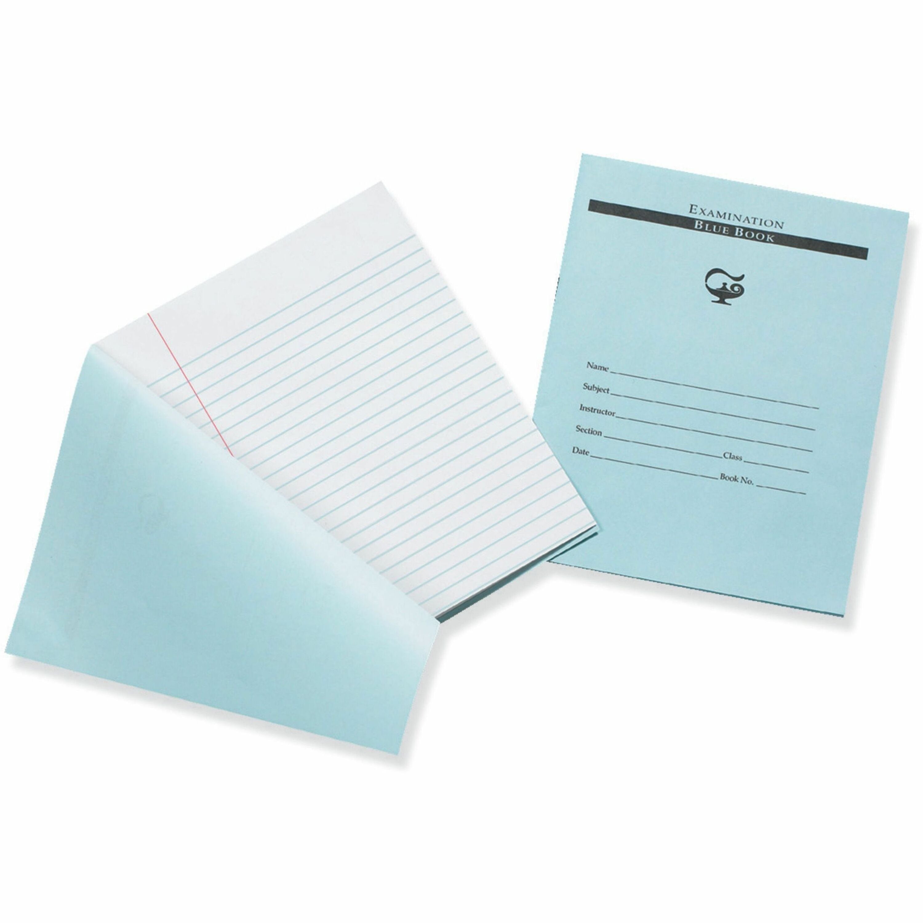 Pacon Blue Book Examination Book - 8 Sheets - 0.37" Ruled - Red Margin - 7" x 8 1/2" Sheet Size - White Paper - Blue Cover - Bond Paper - Recycled - 1000 / Carton