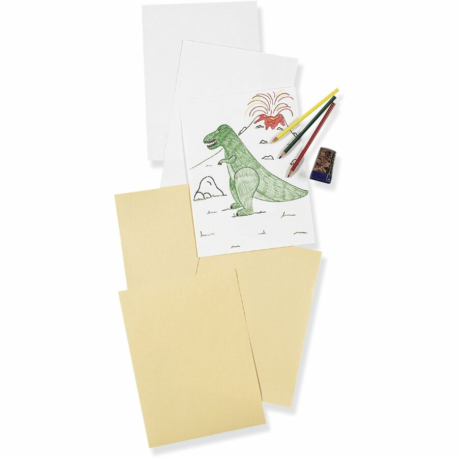 Pacon®  Medium-Weight Drawing Paper - 500 Sheets - Plain - 9" x 12" Sheet Size - White Paper - Recycled - 500 / Ream