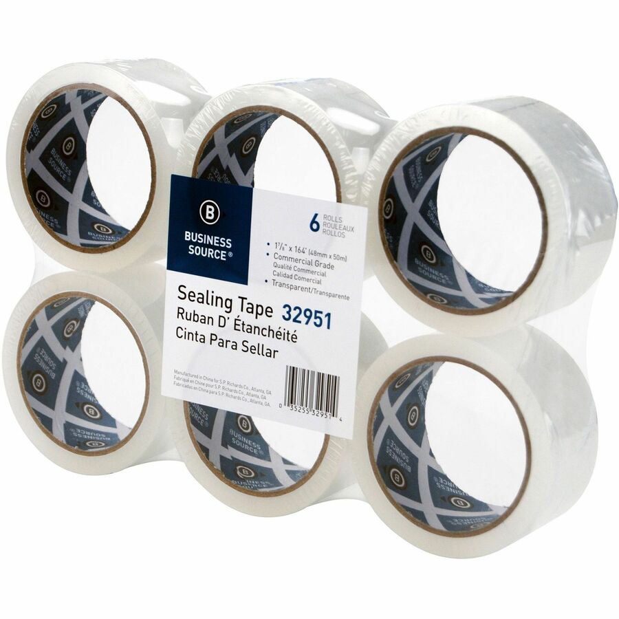Business Source Sealing Tape - Clear, 55 yd x 1.88" - 3" Core - 6/Pack