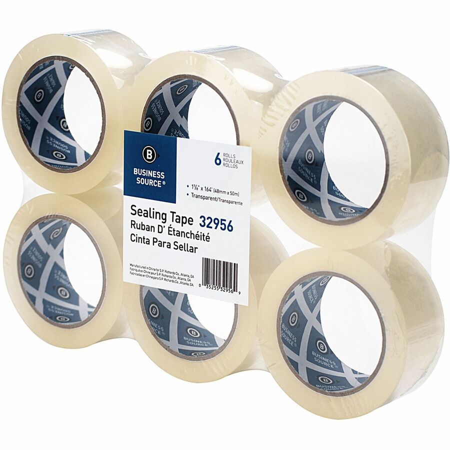 Business Source Heavy-duty Packaging Tape: Clear, Tear Resistant - 6/Pack