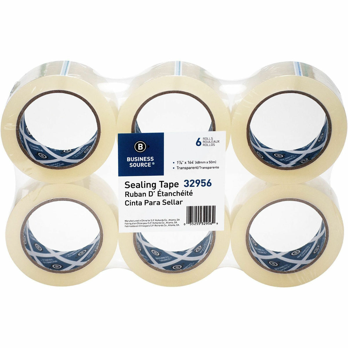 Business Source Heavy-duty Packaging Tape - 54.67 yd Length x 1.88" Width - 3" Core - Clear - Pressure-sensitive Poly - 3.54 mil - Rubber Backing - Tear Resistant, Split Resistant, Breakage Resistance - For Packing, Sealing - 6 / Pack