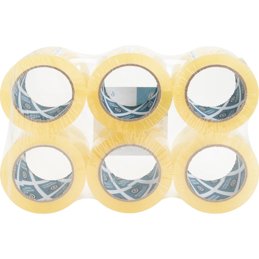 Business Source Heavy-duty Packaging Tape - 54.67 yd Length x 1.88" Width - 3" Core - Clear - Pressure-sensitive Poly - 3.54 mil - Rubber Backing - Tear Resistant, Split Resistant, Breakage Resistance - For Packing, Sealing - 6 / Pack