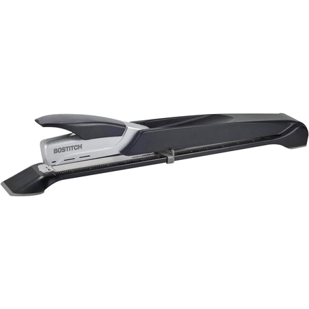 Bostitch Long Reach Antimicrobial Stapler - Staples Upto 25 Sheet of 30lb Paper - Holds Upto 210 Staple - Full Strip - Staple Size: 0.25" - 12.50" Throat Depth - Black, Silver - Metal - 1 Each