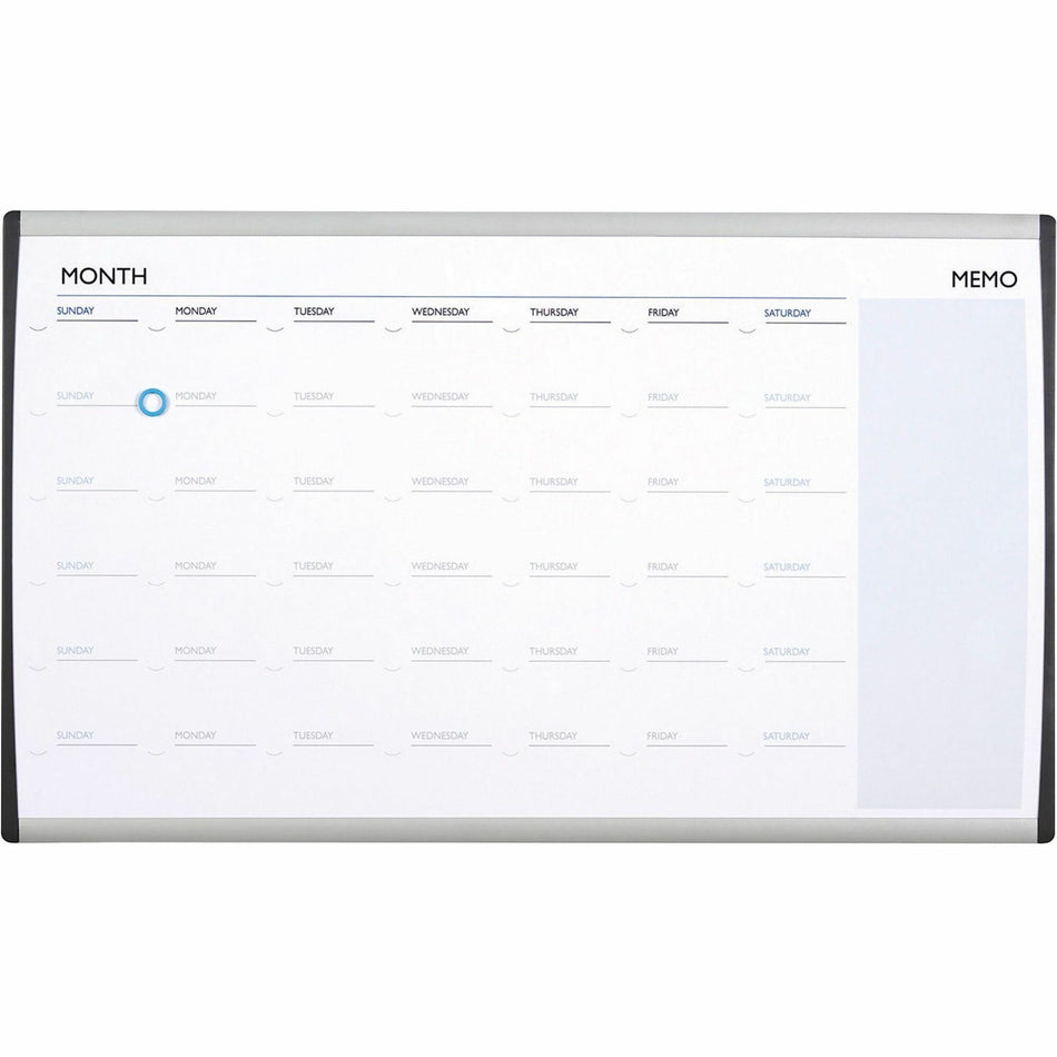 Quartet Arc Cubicle Whiteboard Calendar - 18" Board Height x 30" Board Width - White Natural Cork Surface - Magnetic, Calendar, Durable, Lightweight - Silver Aluminum Frame - 1 Each