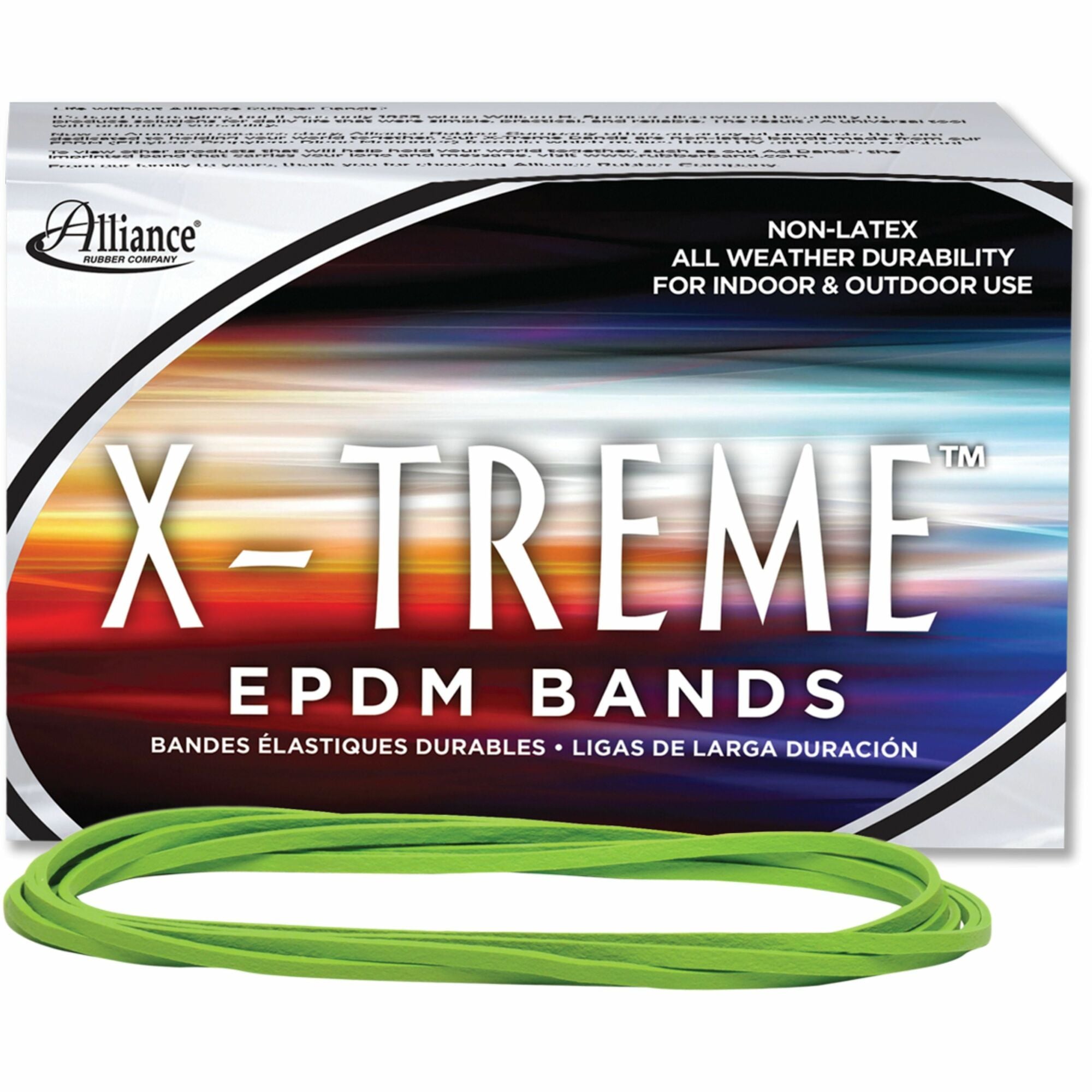 Alliance Rubber X-treme Rubber Bands - 7" Length x 0.1" Width - Latex-free, Durable, UV Resistant, Ozone Resistant, Heavy Duty, Reusable - Ethylene Propylene Diene Monomer (EPDM) - Lime Green - 200 / Box