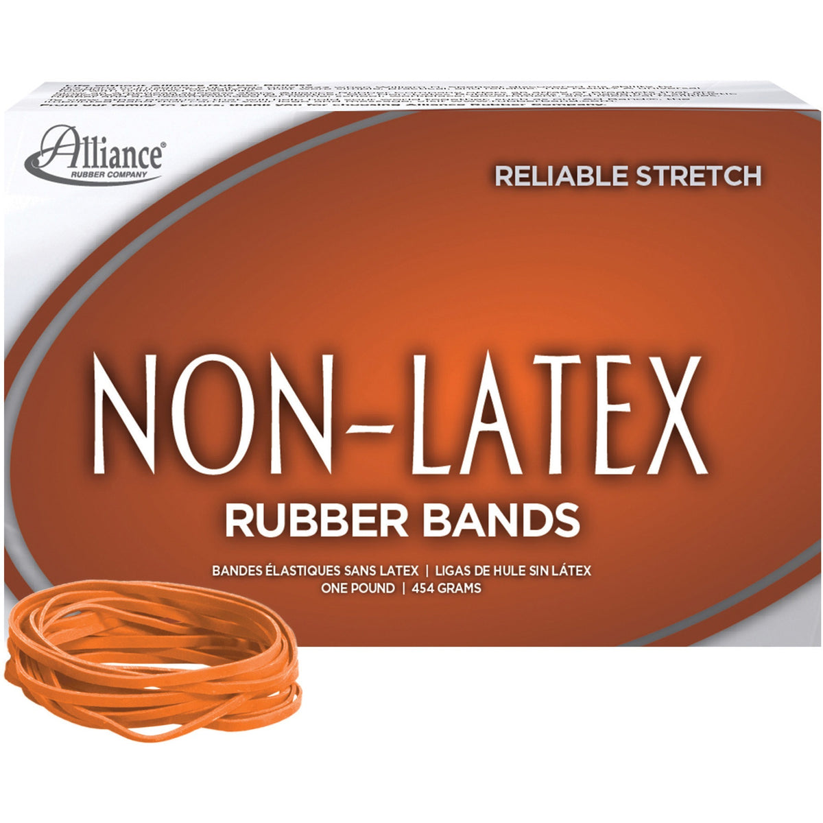 Alliance Rubber Rubber Bands - Size: #33 - 3.5" Length x 0.1" Width - Latex-free, Stretchable - Orange - 720 / Box