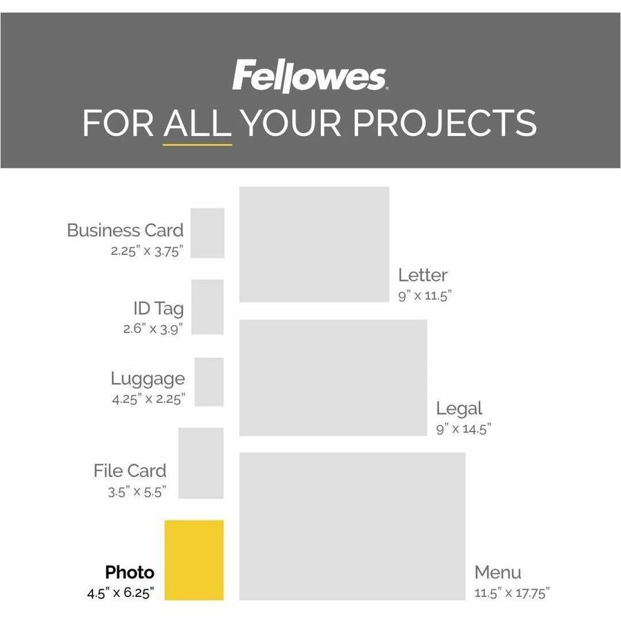Fellowes Photo Card Glossy Thermal Laminating Pouches - Sheet Size Supported: Photo-size - Laminating Pouch/Sheet Size: 6.25" Width x 5 mil Thickness - Type G - Glossy - for Document, Photo - Durable - Clear - 25 / Pack