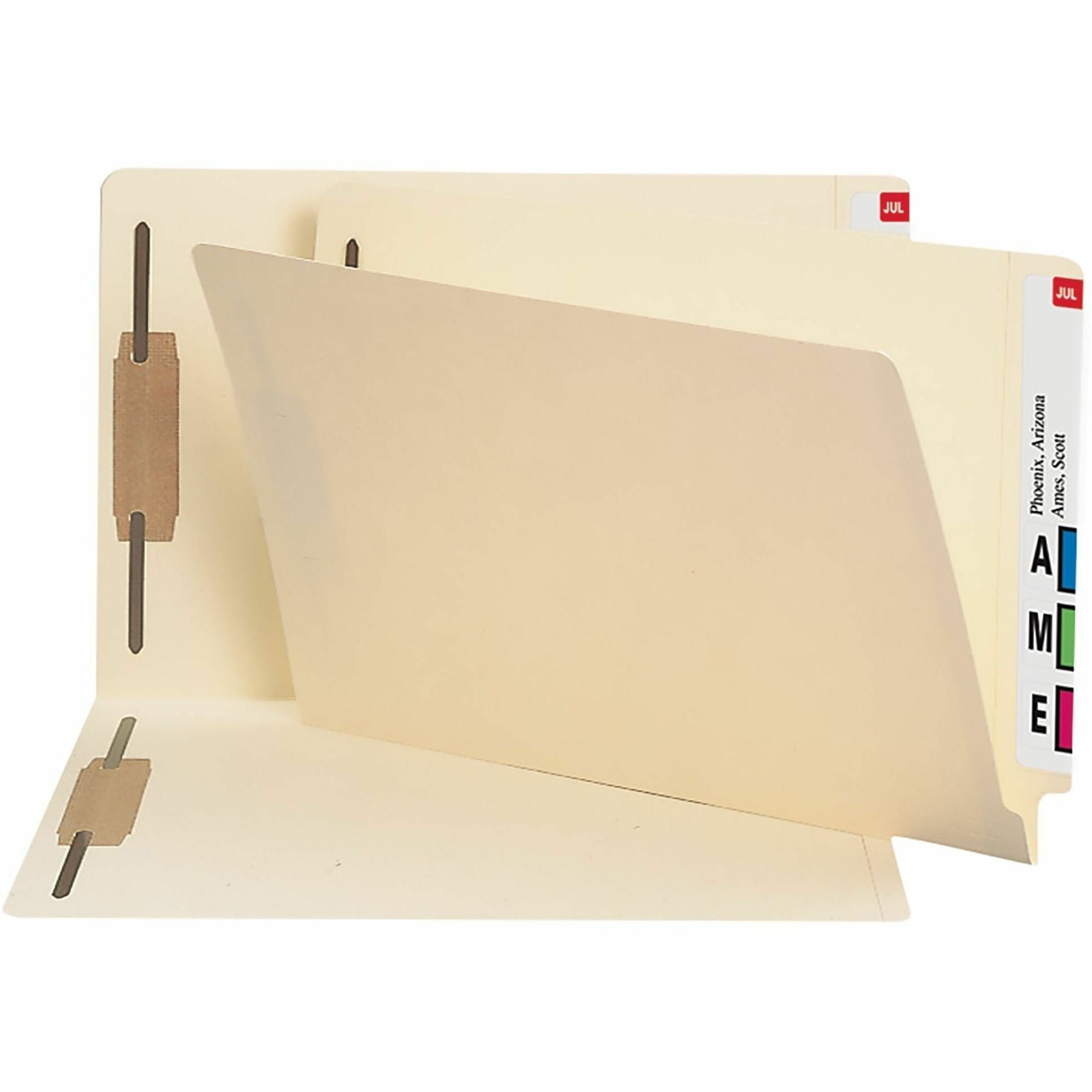 Smead Shelf-Master Straight Tab Cut Legal Recycled Fastener Folder - 8 1/2" x 14" - 2 x 2B Fastener(s) - 14 pt. - 2 Plys - Manila - Reinforced - 10% Recycled - 50 / Box