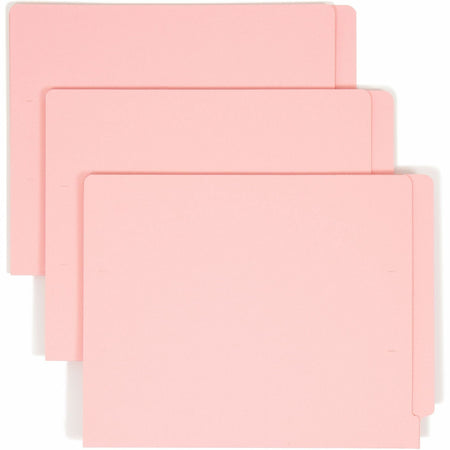 Smead Shelf-Master Straight Tab Cut Letter Recycled End Tab File Folder - 8 1/2" x 11" - 11 pt. - 2 Plys - Pink - Reinforced - 10% Recycled - 100 / Box