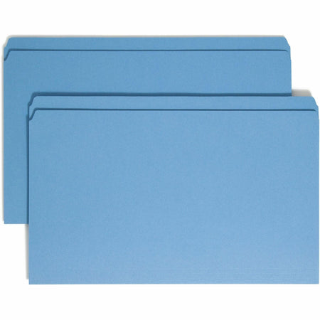 Smead Colored Straight Tab Cut Legal Recycled Top Tab File Folder - 8 1/2" x 14" - 3/4" Expansion - 11 pt. - 2 Plys - Blue - Reinforced Tab - 10% Recycled - 100 / Box