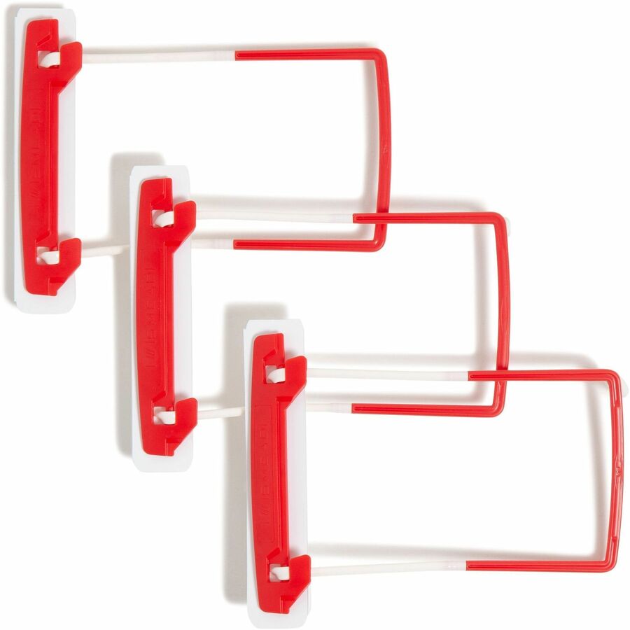 Smead U-Clip Bonded Fasteners - 2" Size Capacity - for Folder - Flexible, Heavy Duty, Self-adhesive, Acid-free - Red, White - Poly - 100 / Box