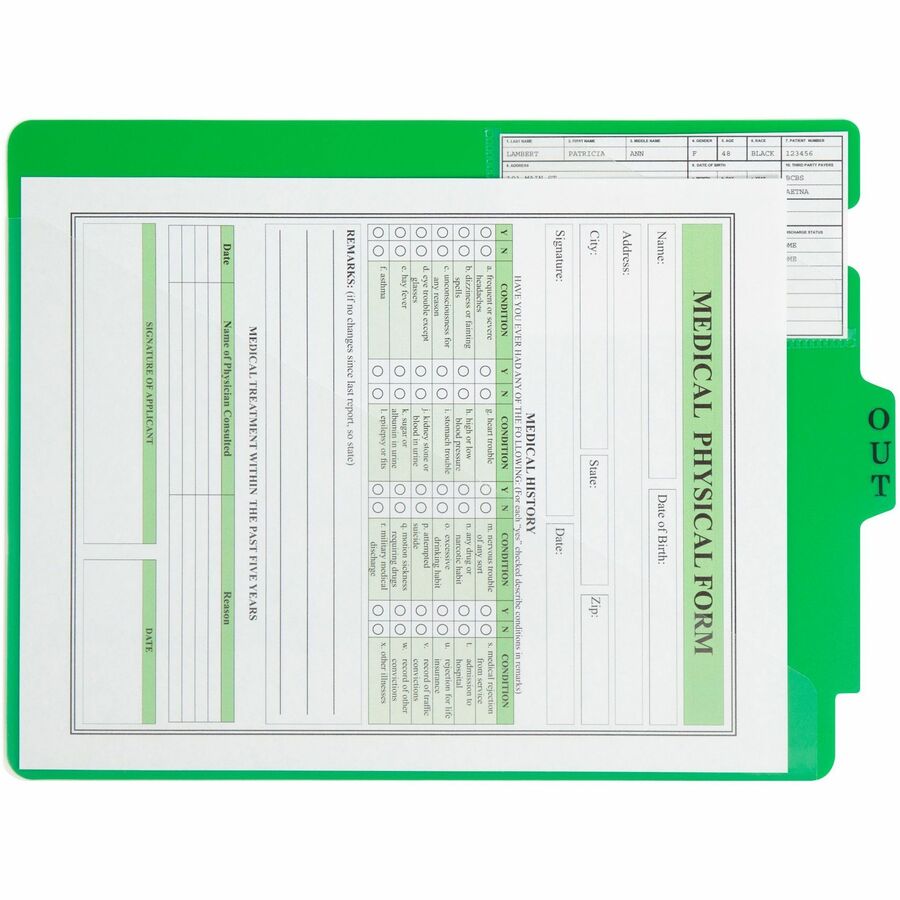 Smead Index Card Guide - Printed Center Tab(s) - Message - OUT - Green Divider - 50/Box - 5 / Carton