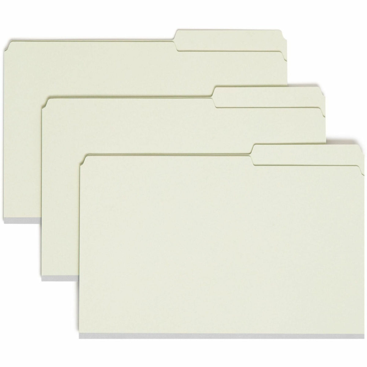 Smead 2/5 Tab Cut Legal Recycled Fastener Folder - 8 1/2" x 14" - 2" Expansion - 2 x 2S Fastener(s) - Top Tab Location - Right Tab Position - 25 pt. - Pressboard - Gray, Green - 100% Recycled - 25 / Box